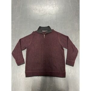 Irelands Eye Mens Wool 1/4 Zip Sweater Burgundy Size XXL Pullover Outdoor Hiking